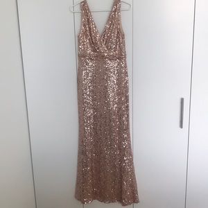 Badgley Mischka Rose Gold Belle Sequin Dress